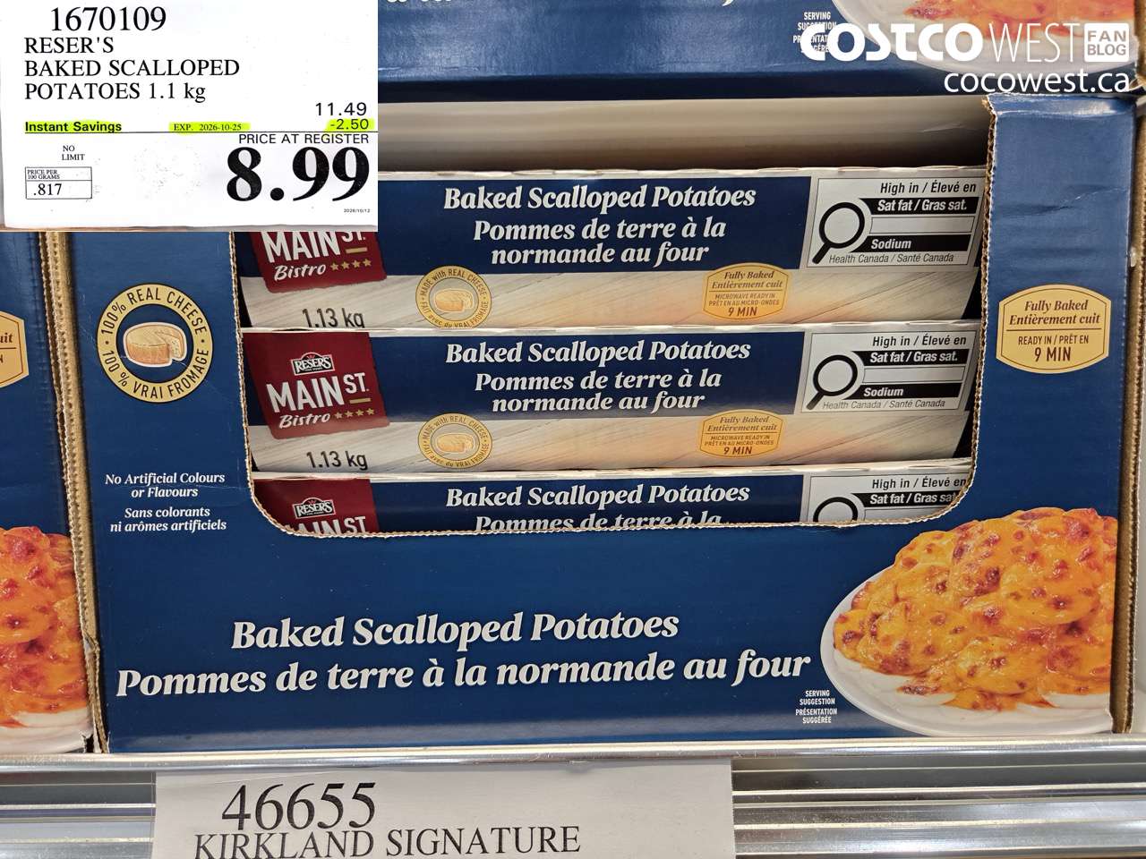 1670109 RESER'S BAKED SCALLOPED POTATOES 1.1 KG ($2.50 INSTANT SAVINGS EXPIRES ON 2026-10-25) $8.99
