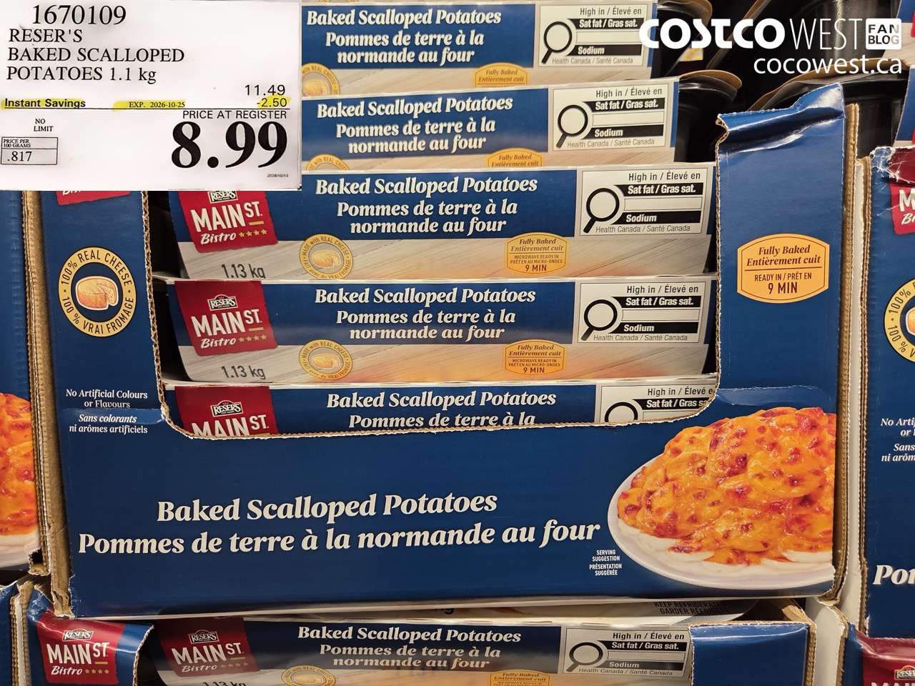 1670109 RESER'S BAKED SCALLOPED POTATOES 1.1 KG ($2.50 INSTANT SAVINGS EXPIRES ON 2026-10-25) $8.99