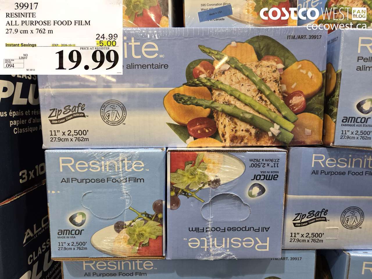 39917 RESINITE ALL PURPOSE FOOD FILM 27.9 CM X 762 M ($5.00 INSTANT SAVINGS EXPIRES ON 2026-10-11) $19.99