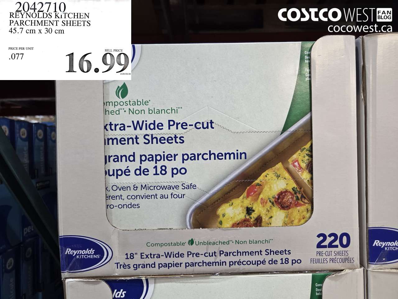 2042710 REYNOLDS KITCHEN PARCHMENT SHEETS 45.7 CM X 30 CM $16.99