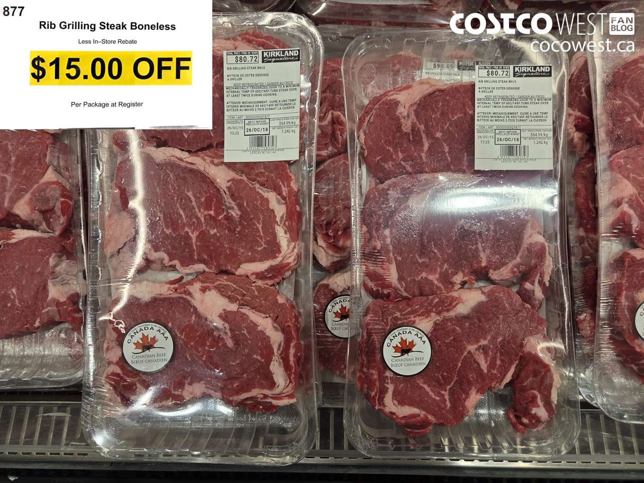 877 RIB GRILLING STEAK BONELESS ($15.00 INSTANT SAVINGS)