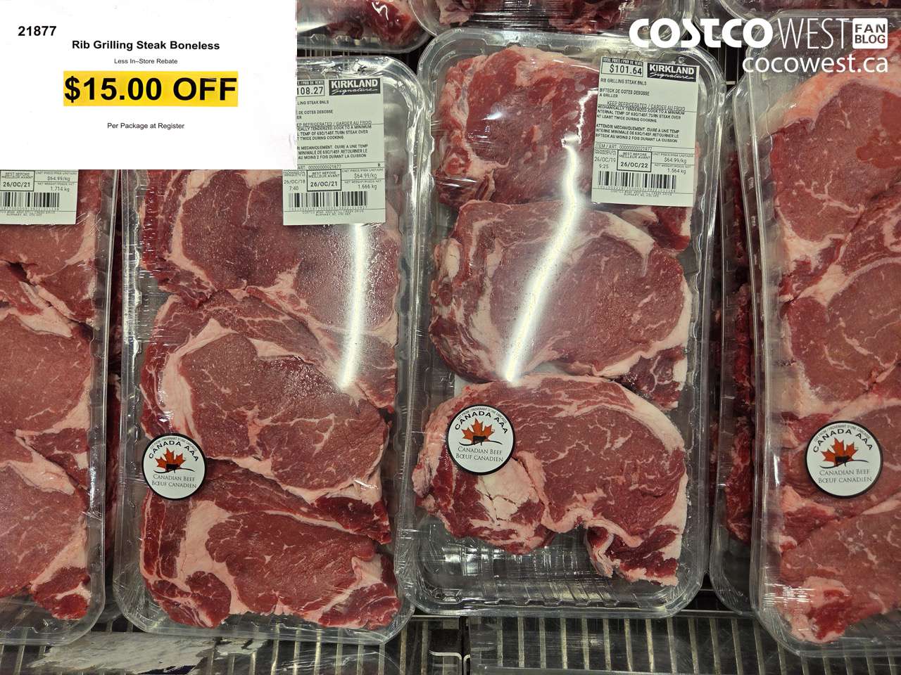 21877 RIB GRILLING STEAK BONELESS ($15.00 INSTANT SAVINGS)