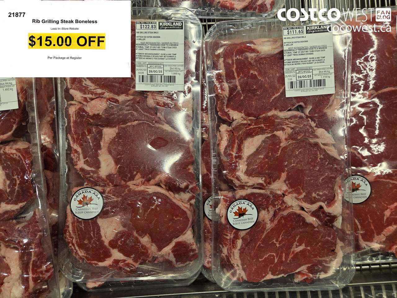 21877 RIB GRILLING STEAK BONELESS ($15.00 INSTANT SAVINGS)