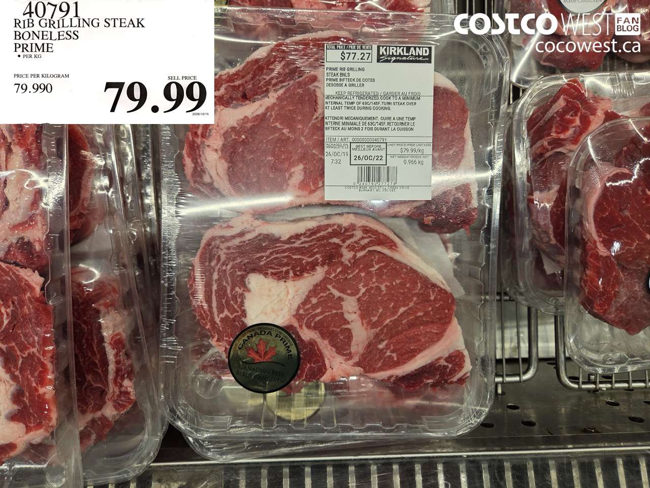 40791 RIB GRILLING STEAK BONELESS PRIME $79.99