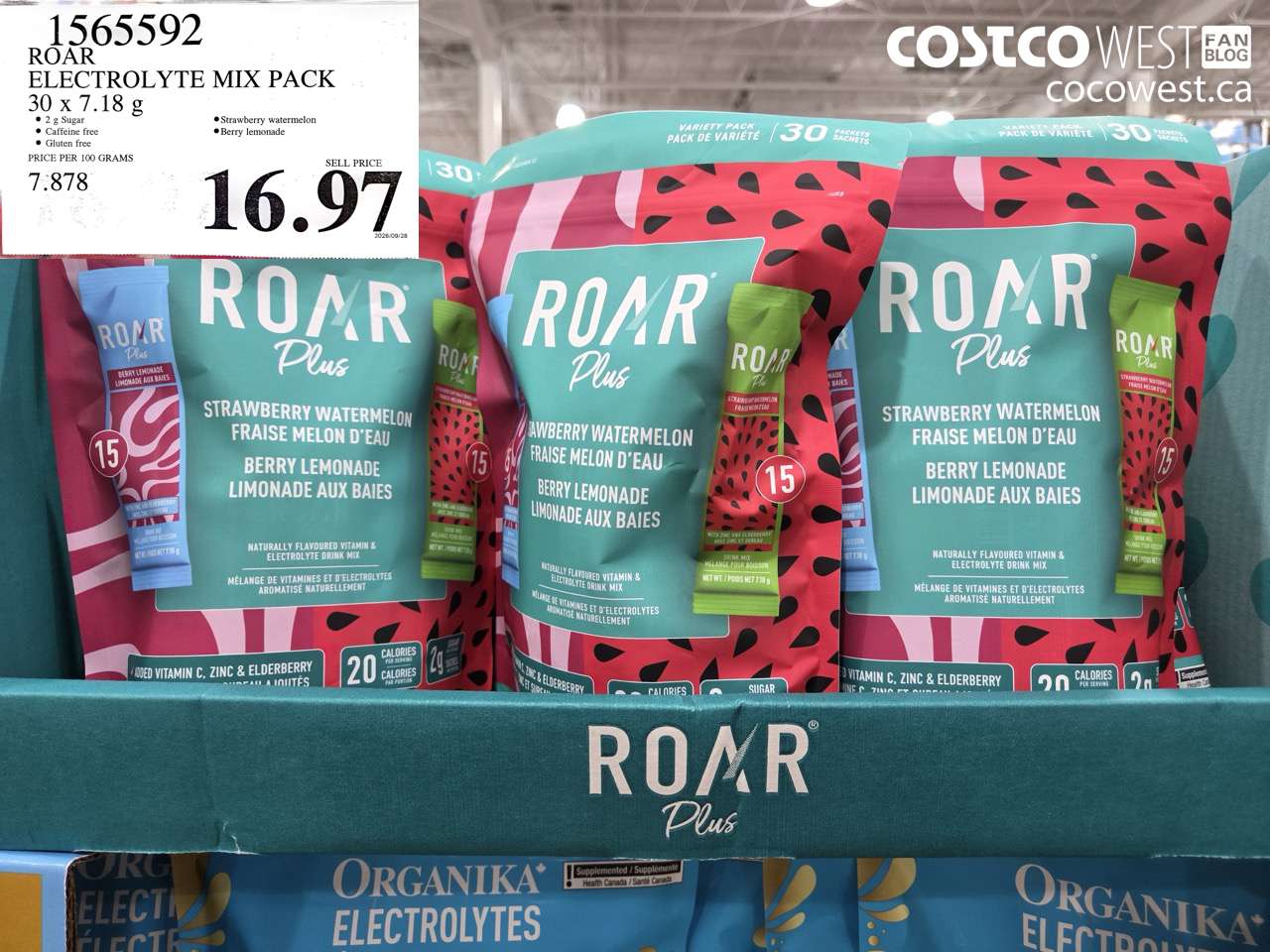 1565592 ROAR ELECTROLYTE MIX PACK 30 X 7.18 G $16.97