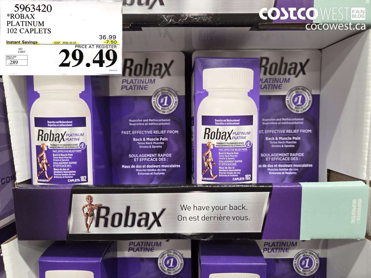5963420 ROBAX PLATINUM 102 CAPLETS ($7.50 INSTANT SAVINGS EXPIRES ON 2026-10-25) $29.49