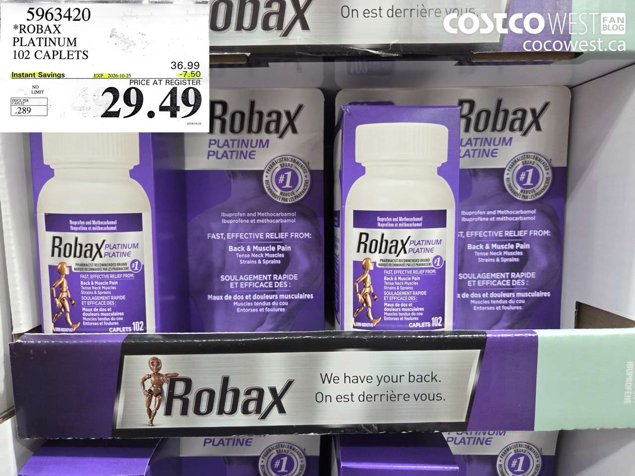 5963420 ROBAX PLATINUM 102 CAPLETS ($7.50 INSTANT SAVINGS EXPIRES ON 2026-10-25) $29.49