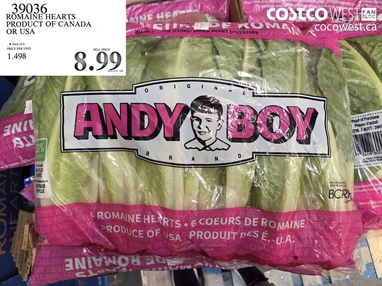 39036 ROMAINE HEARTS PRODUCT OF CANADA OR USA $8.99