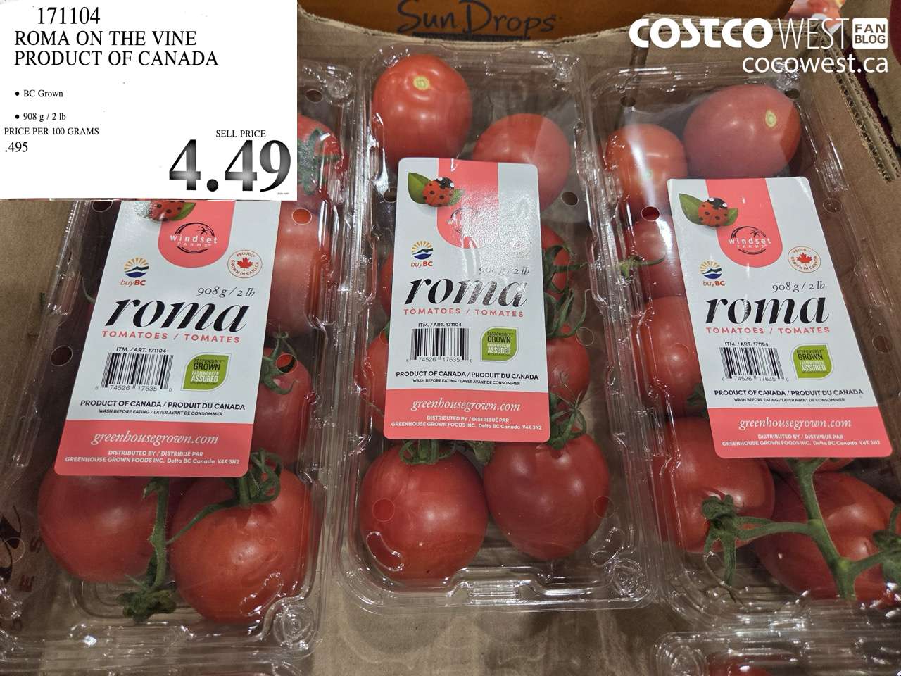171104 ROMA ON THE VINE PRODUCT OF CANADA $4.49
