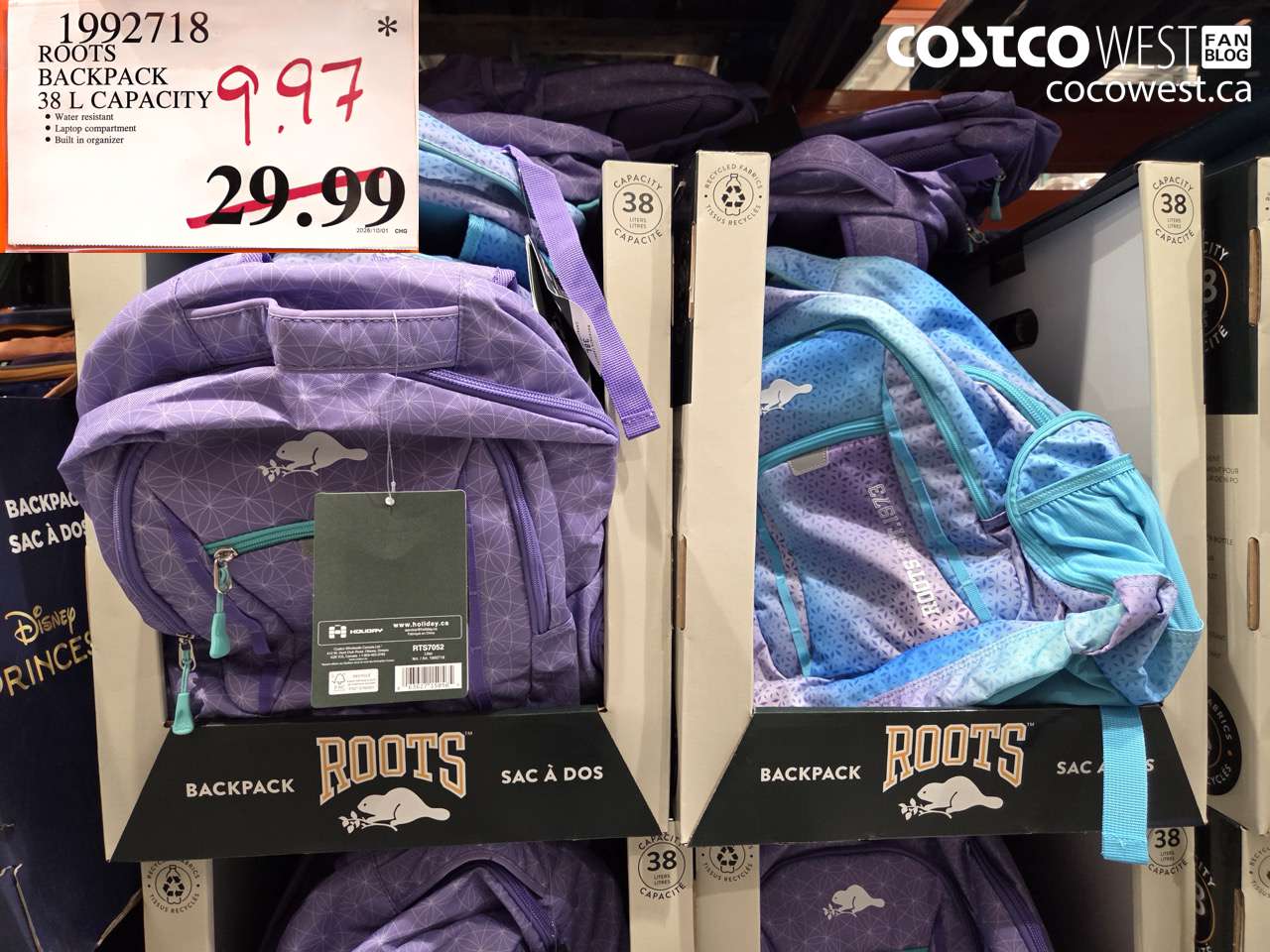 1992718 ROOTS BACKPACK 38 L CAPACITY $9.97