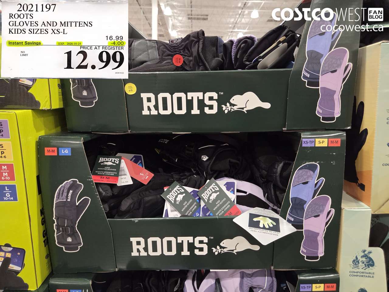 2021197 ROOTS GLOVES AND MITTENS KIDS SIZES XS-L ($4.00 INSTANT SAVINGS EXPIRES ON 2026-10-25) $12.99