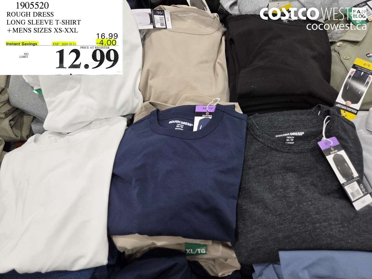 1905520 ROUGH DRESS LONG SLEEVE T-SHIRT +MENS SIZES XS-XXL ($4.00 INSTANT SAVINGS EXPIRES ON 2026-10-11) $12.99