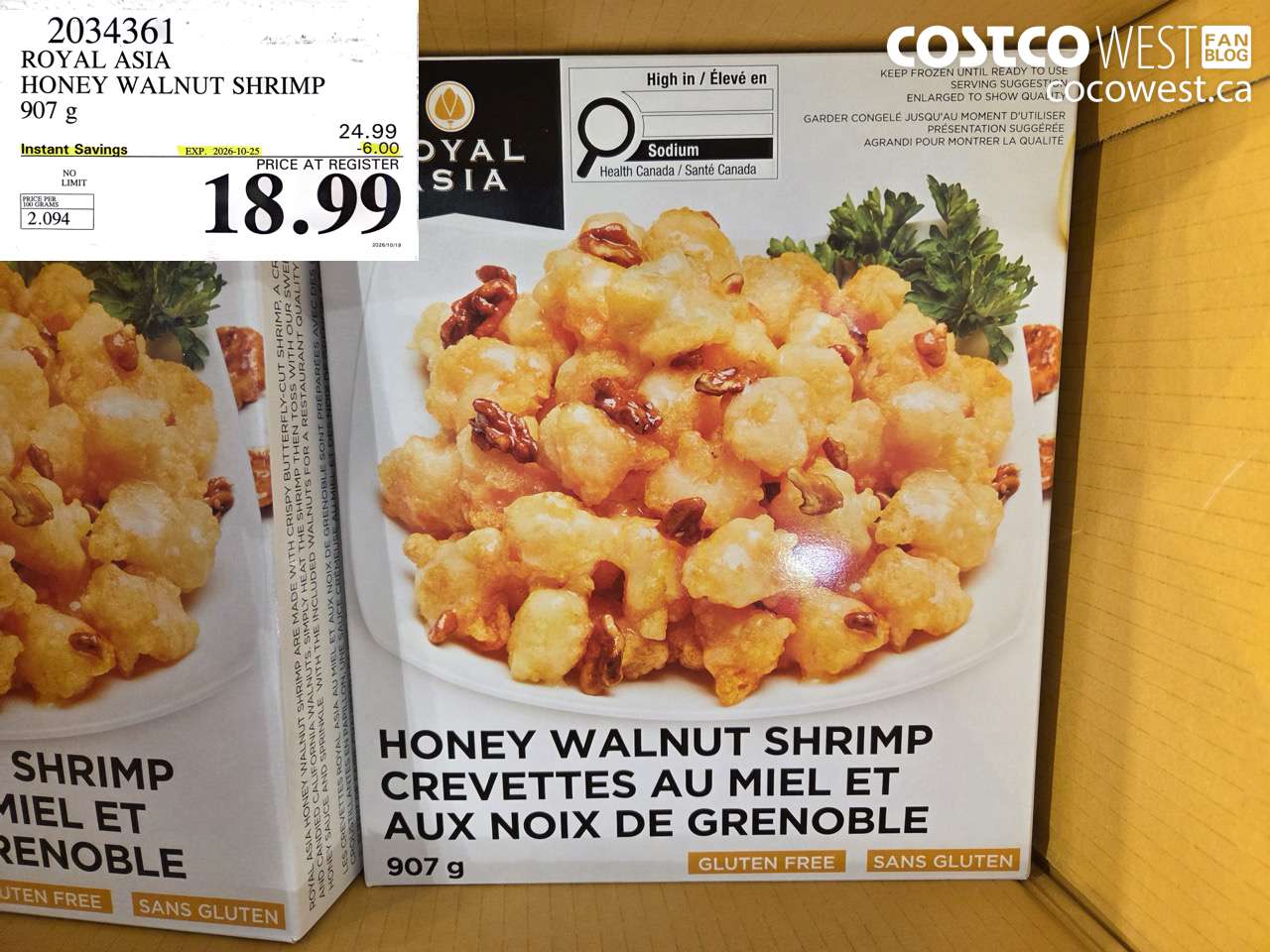 2034361 ROYAL ASIA HONEY WALNUT SHRIMP 907 G ($6.00 INSTANT SAVINGS EXPIRES ON 2026-10-25) $18.99