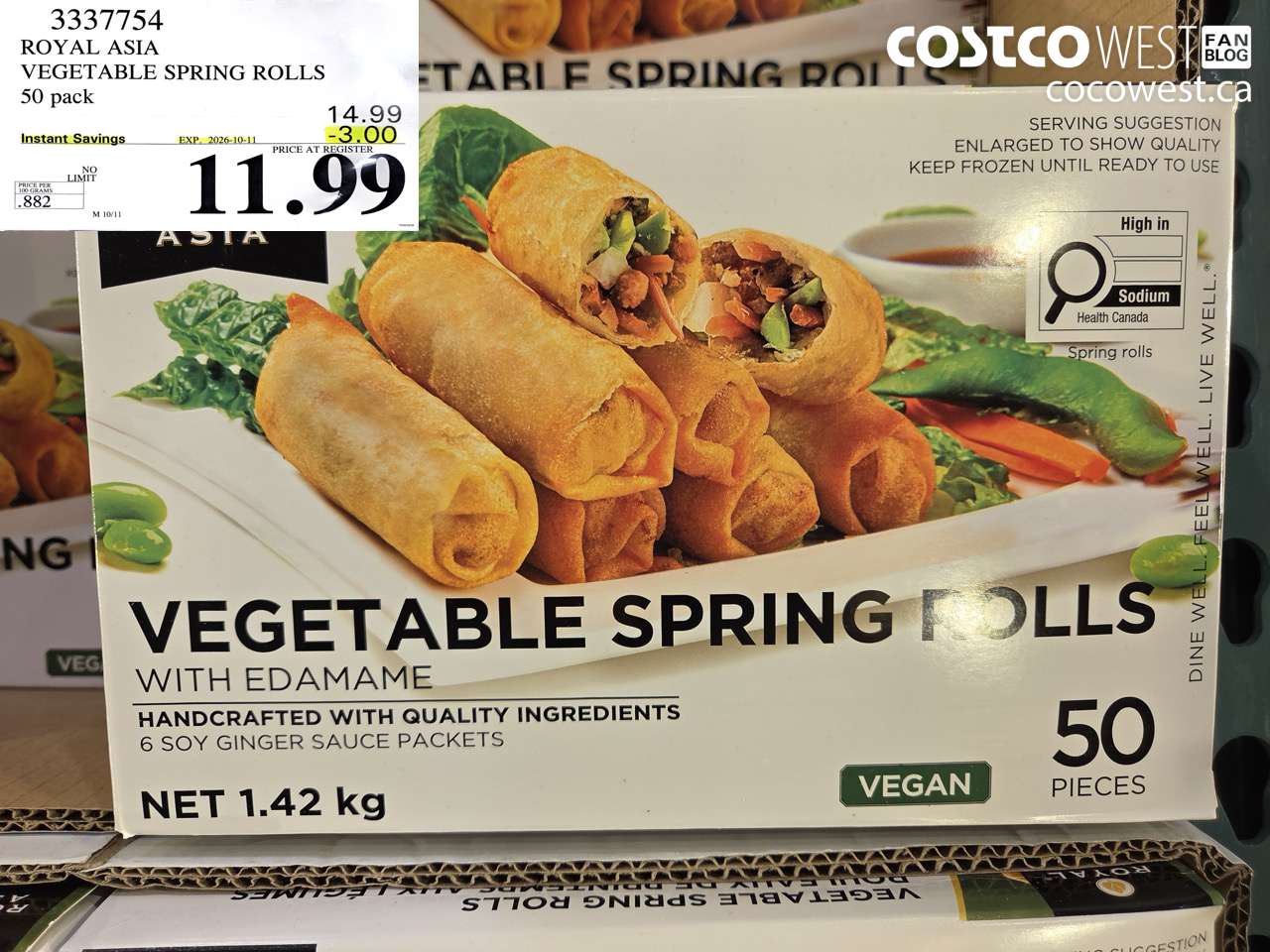 3337754 ROYAL ASIA VEGETABLE SPRING ROLLS 50 PACK ($3.00 INSTANT SAVINGS EXPIRES ON 2026-10-11) $11.99
