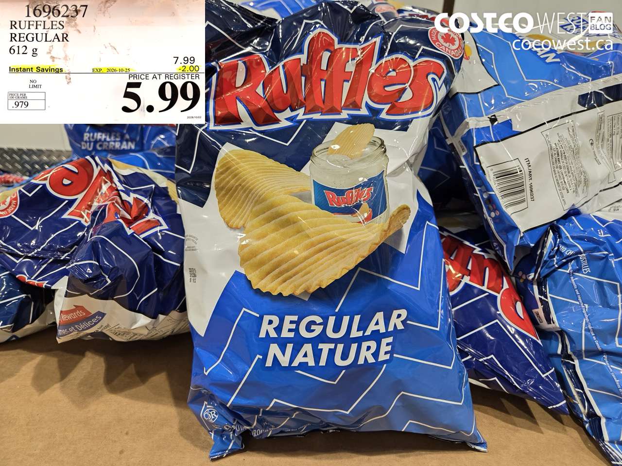 1696237 RUFFLES REGULAR 612 G ($2.00 INSTANT SAVINGS EXPIRES ON 2026-10-25) $5.99