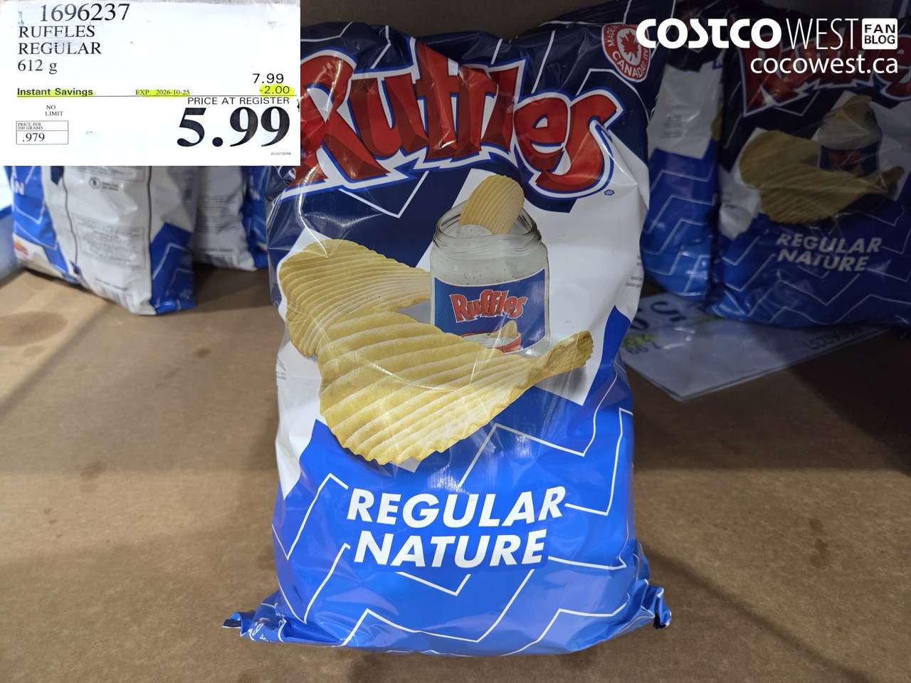 1696237 RUFFLES REGULAR 612 G ($2.00 INSTANT SAVINGS EXPIRES ON 2026-10-25) $5.99