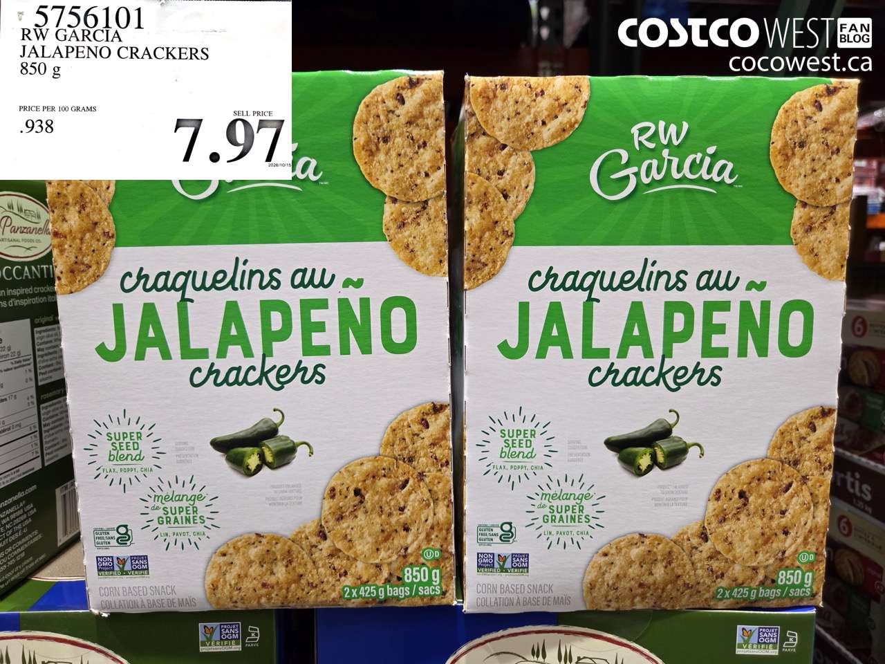 5756101 RW GARCIA JALAPENO CRACKERS 850 G $7.97