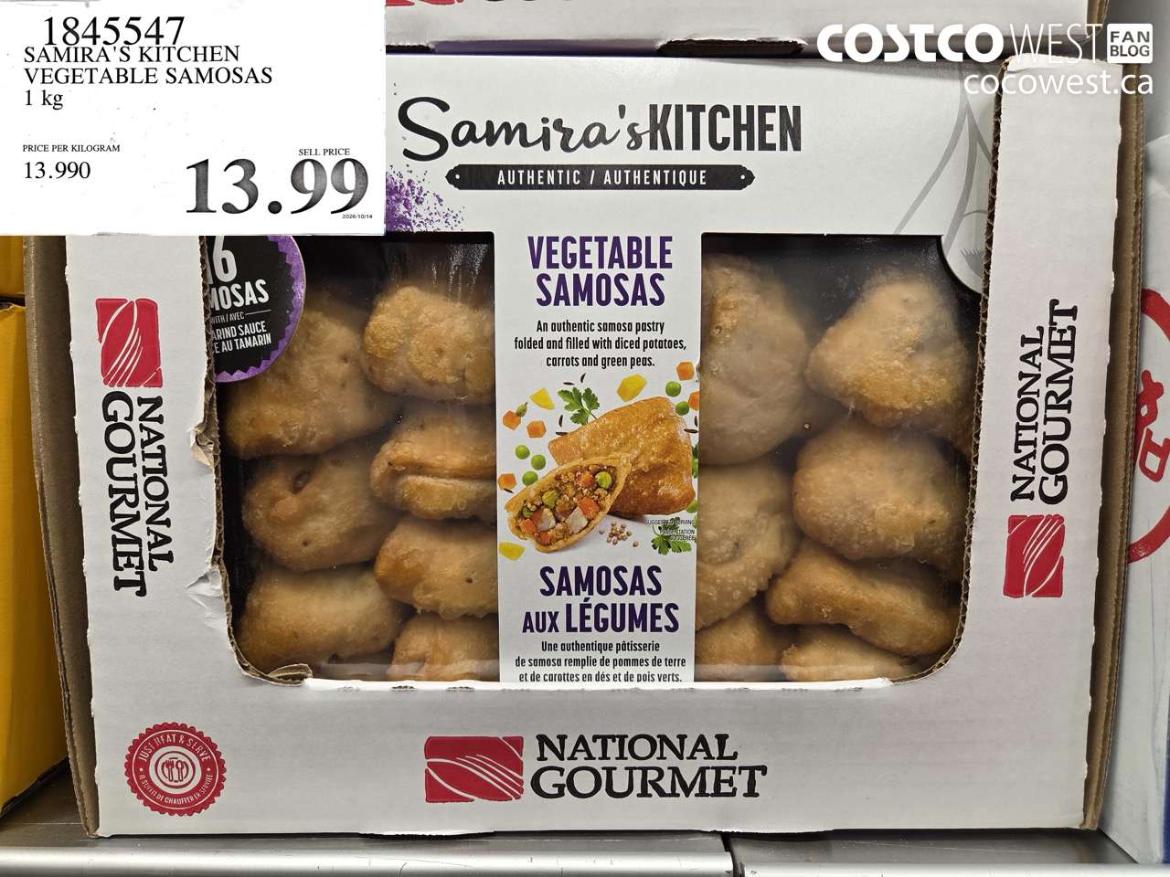 1845547 SAMIRA'S KITCHEN VEGETABLE SAMOSAS 1 KG $13.99