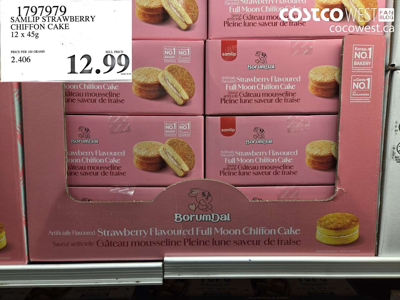 1797979 SAMLIP STRAWBERRY CHIFFON CAKE 12 X 45G $12.99