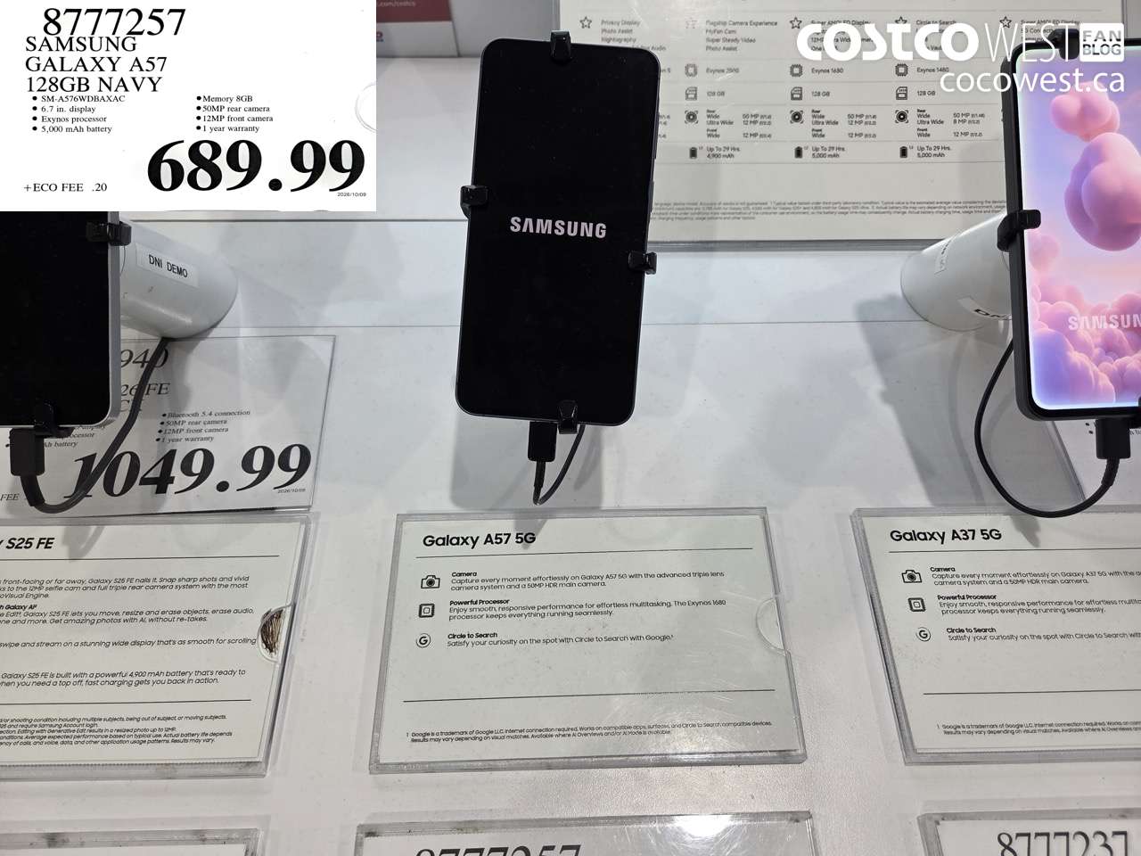 8777257 SAMSUNG GALAXY A57 128GB NAVY $689.99