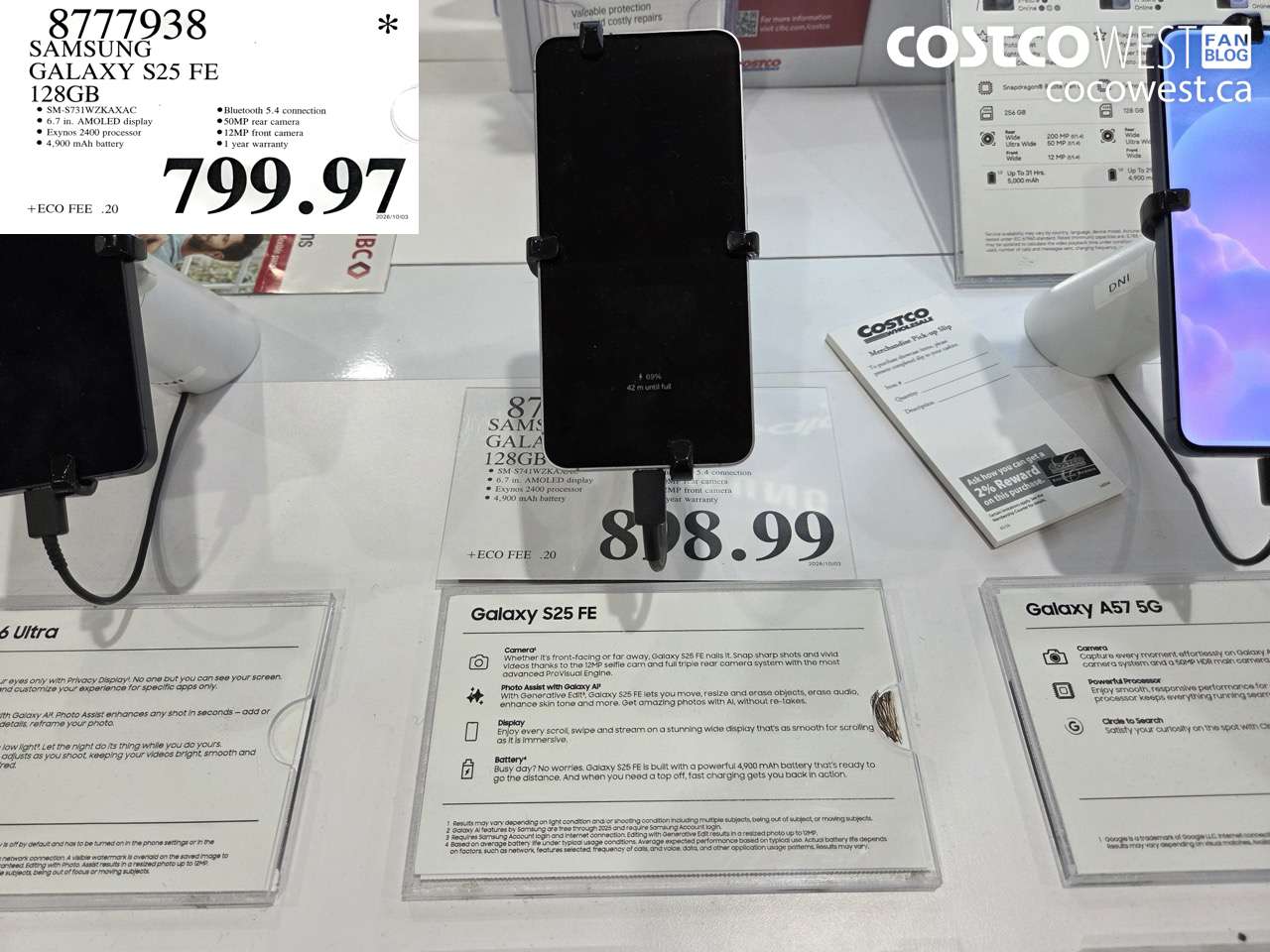 8777938 SAMSUNG GALAXY S25 FE 128GB $799.97