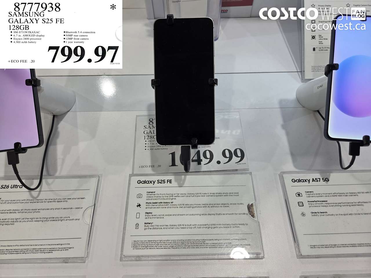8777938 SAMSUNG GALAXY S25 FE 128GB $799.97