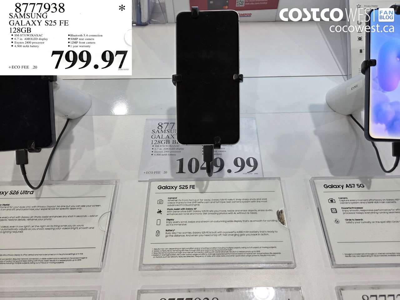 8777938 SAMSUNG GALAXY S25 FE 128GB $799.97