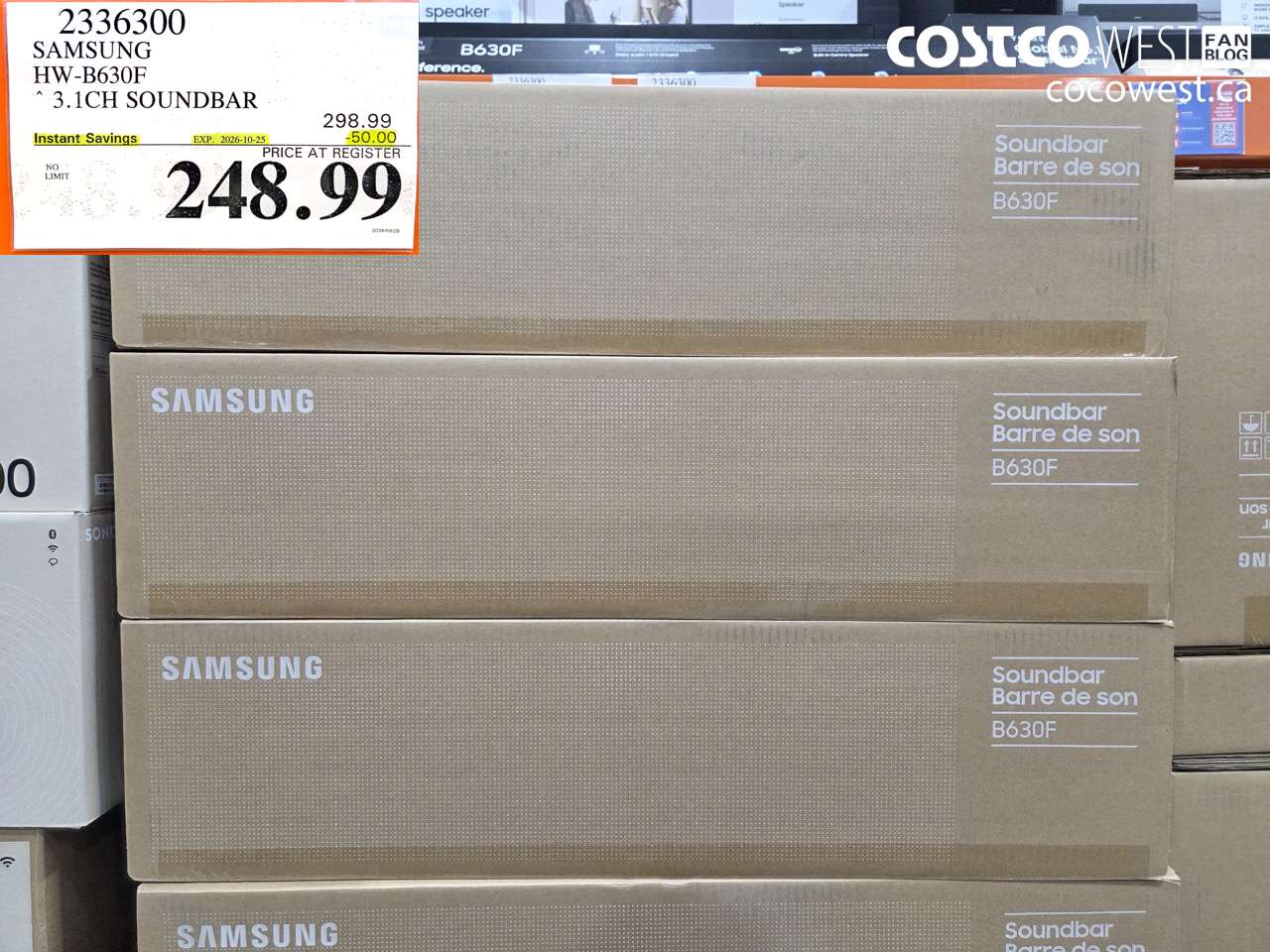 2336300 SAMSUNG HW-B630F 3.1CH SOUNDBAR ($50.00 INSTANT SAVINGS EXPIRES ON 2026-10-25) $248.99