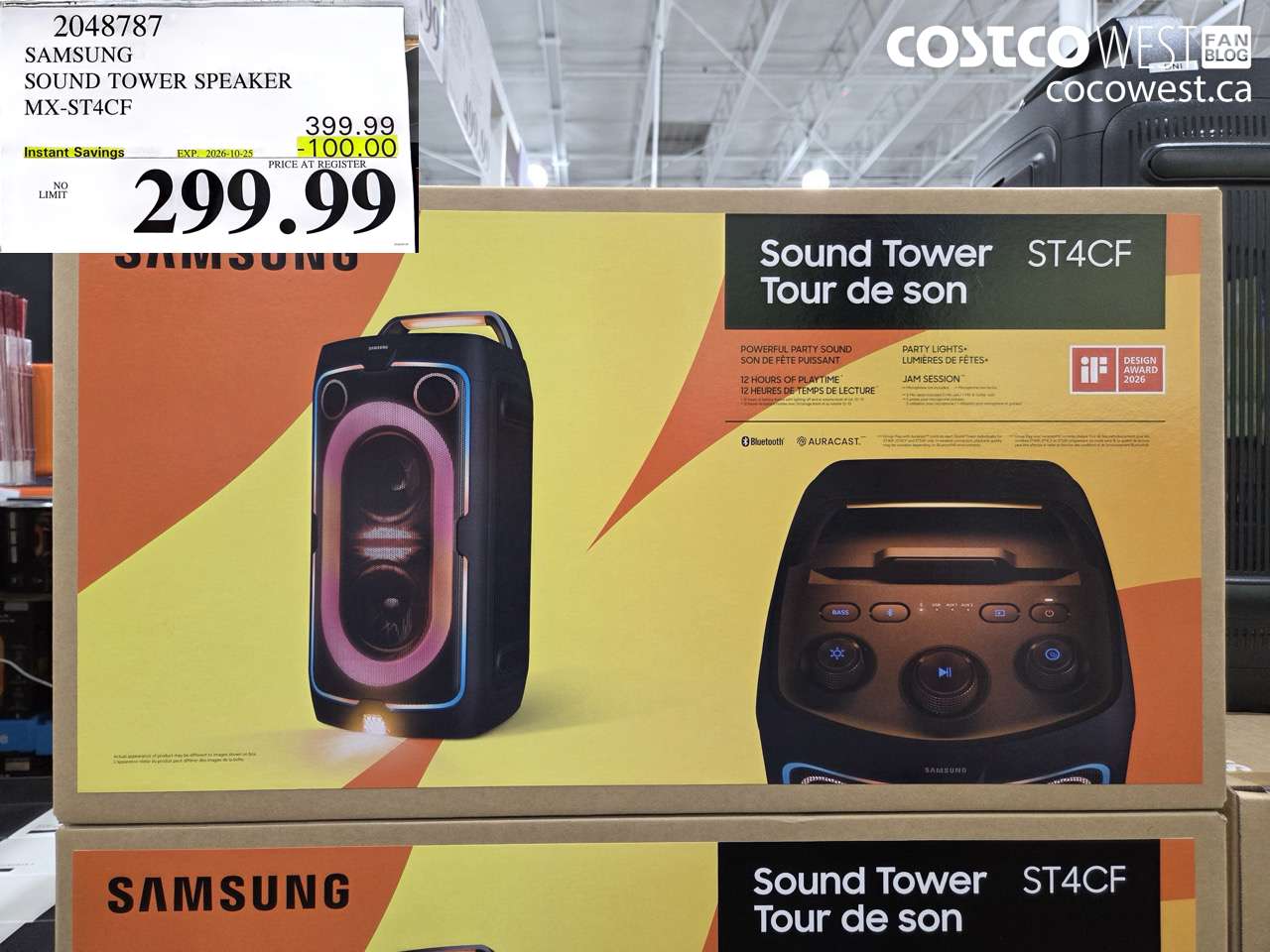2048787 SAMSUNG SOUND TOWER SPEAKER MX-ST4CF ($100.00 INSTANT SAVINGS EXPIRES ON 2026-10-25) $299.99