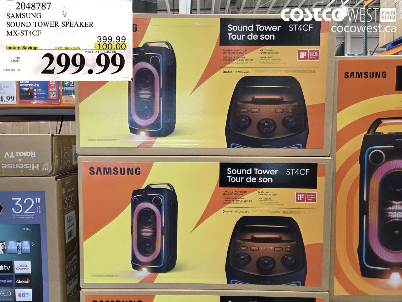 2048787 SAMSUNG SOUND TOWER SPEAKER MX-ST4CF ($100.00 INSTANT SAVINGS EXPIRES ON 2026-10-25) $299.99
