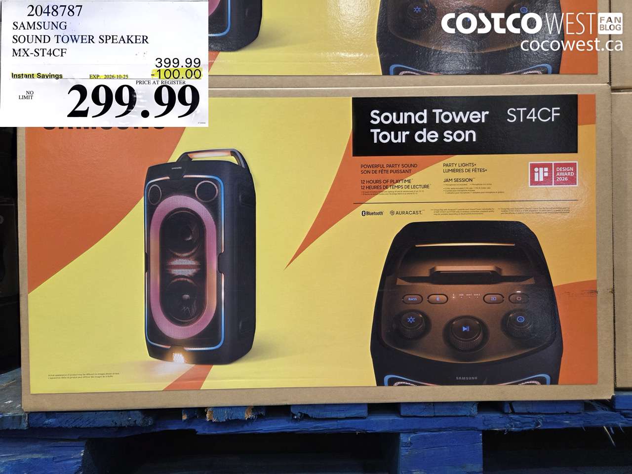 2048787 SAMSUNG SOUND TOWER SPEAKER MX-ST4CF ($100.00 INSTANT SAVINGS EXPIRES ON 2026-10-25) $299.99