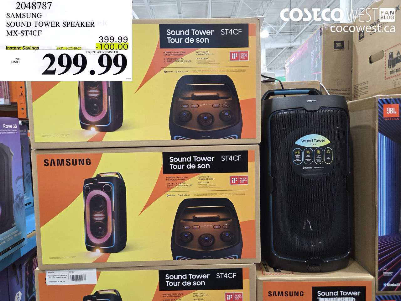 2048787 SAMSUNG SOUND TOWER SPEAKER MX-ST4CF ($100.00 INSTANT SAVINGS EXPIRES ON 2026-10-25) $299.99
