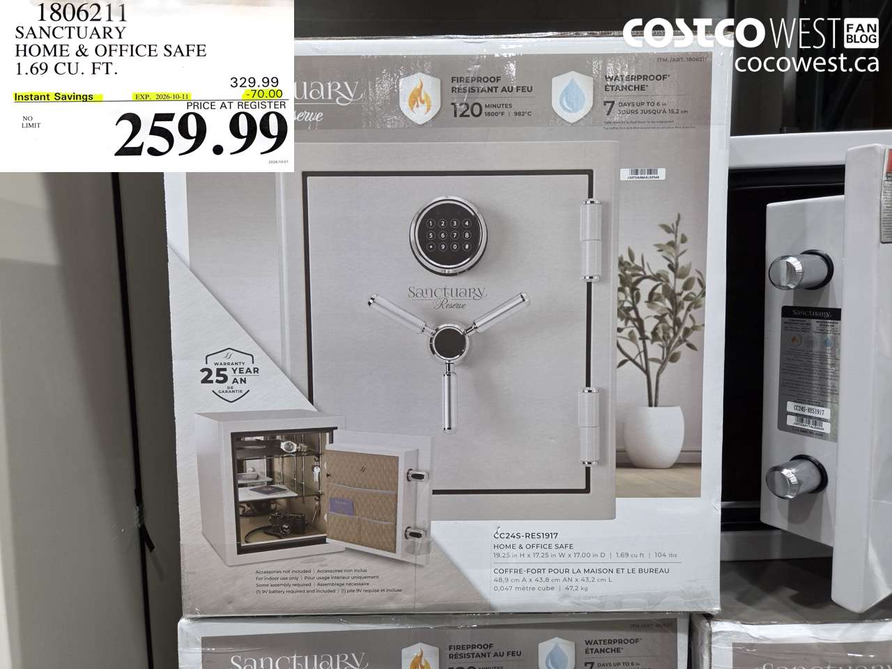 1806211 SANCTUARY HOME & OFFICE SAFE 1.69 CU. FT. ($70.00 INSTANT SAVINGS EXPIRES ON 2026-10-11) $259.99