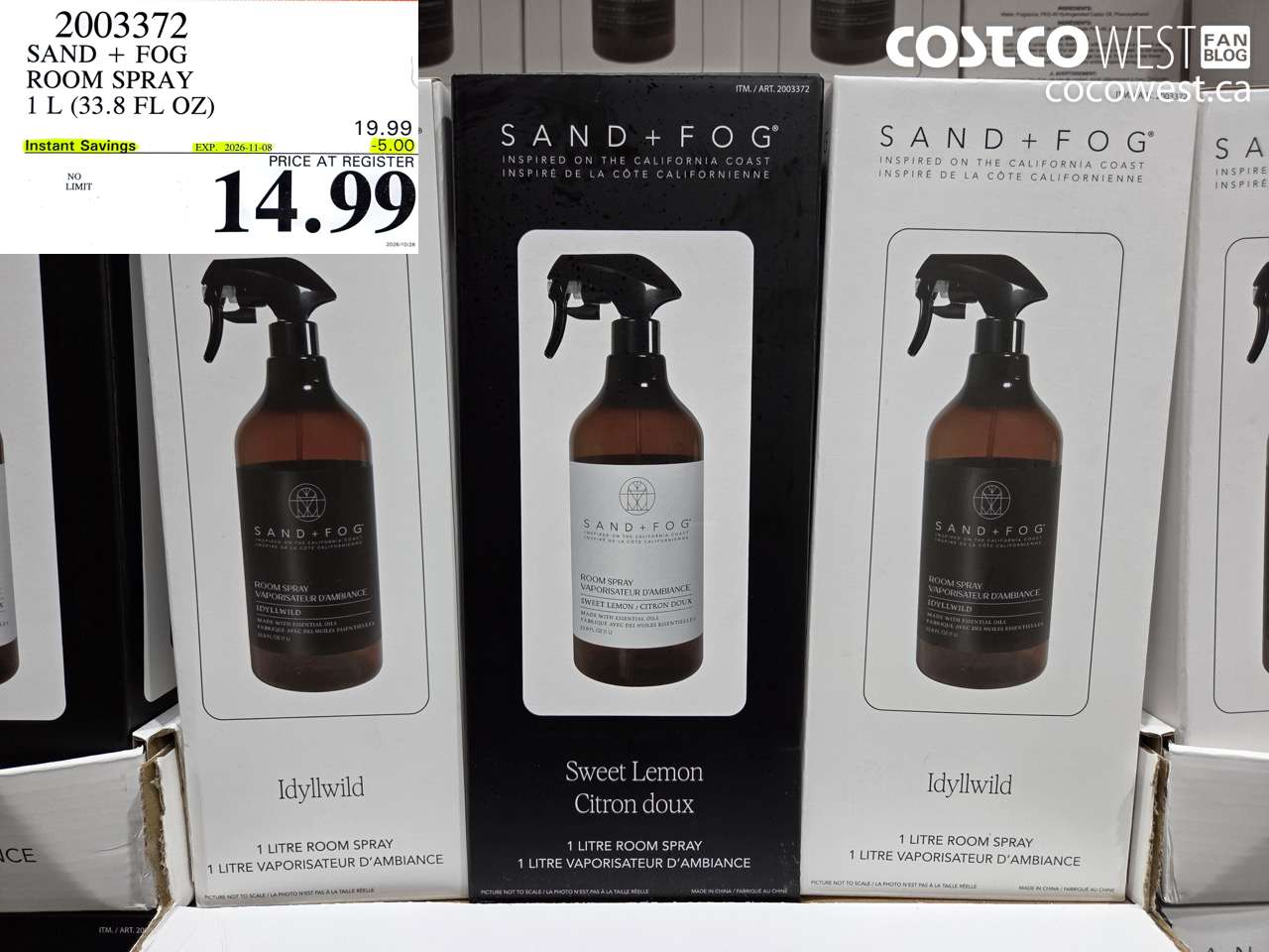 2003372 SAND + FOG ROOM SPRAY 1 L (33.8 FL OZ) ($5.00 INSTANT SAVINGS EXPIRES ON 2026-11-08) $14.99