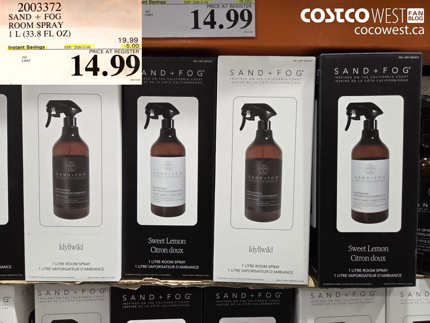 2003372 SAND + FOG ROOM SPRAY 1 L (33.8 FL OZ) ($5.00 INSTANT SAVINGS EXPIRES ON 2026-11-08) $14.99