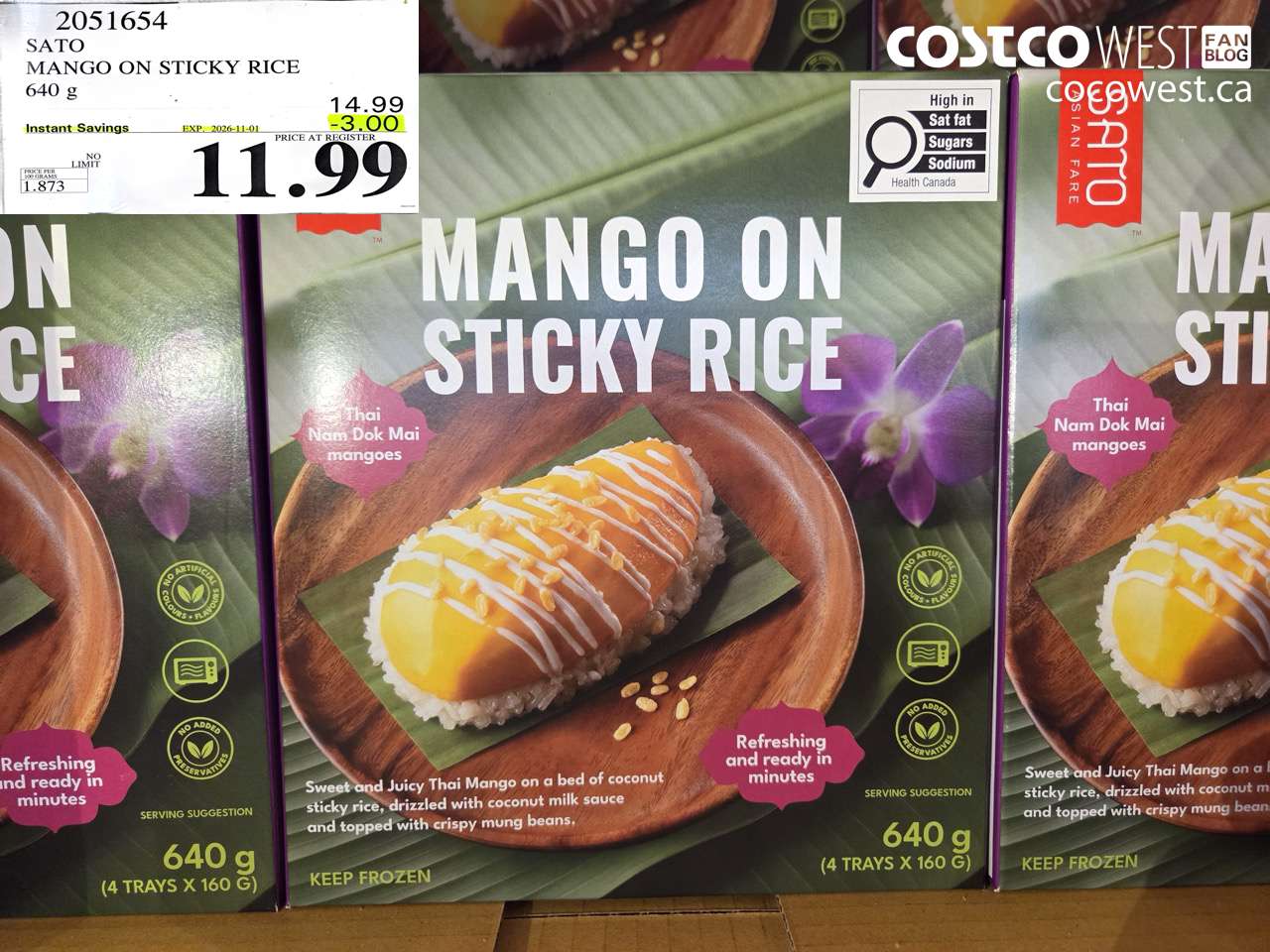 2051654 SATO MANGO ON STICKY RICE 640 G ($3.00 INSTANT SAVINGS EXPIRES ON 2026-11-01) $11.99