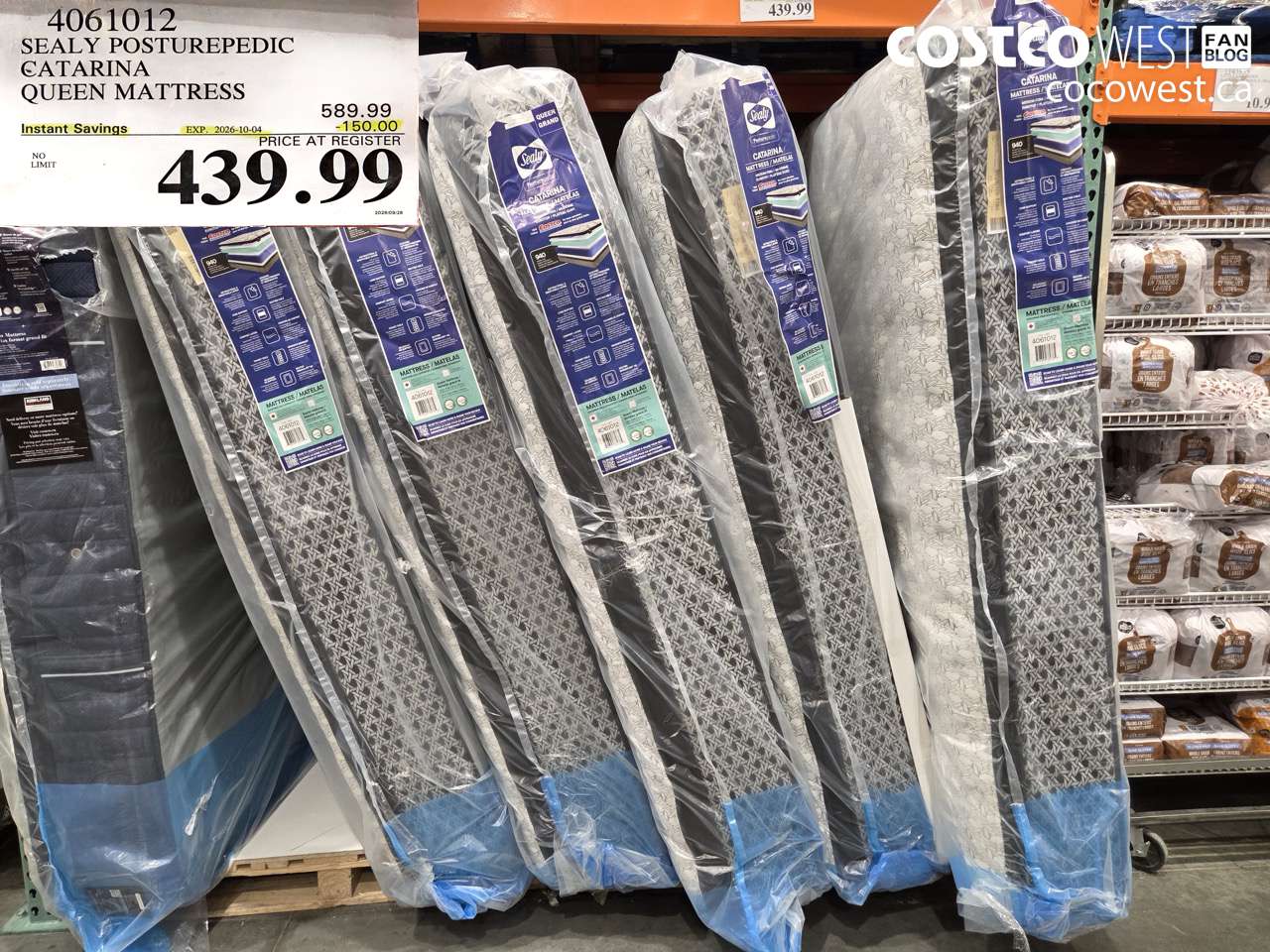 4061012 SEALY POSTUREPEDIC CATARINA QUEEN MATTRESS ($150.00 INSTANT SAVINGS EXPIRES ON 2026-10-04) $439.99