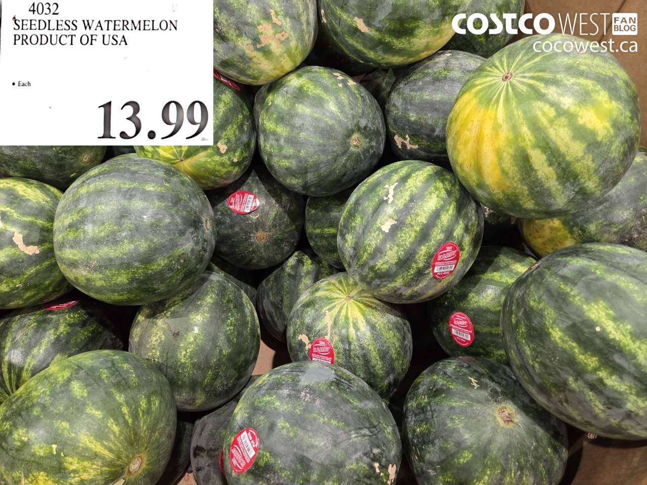 4032 SEEDLESS WATERMELON PRODUCT OF USA $13.99