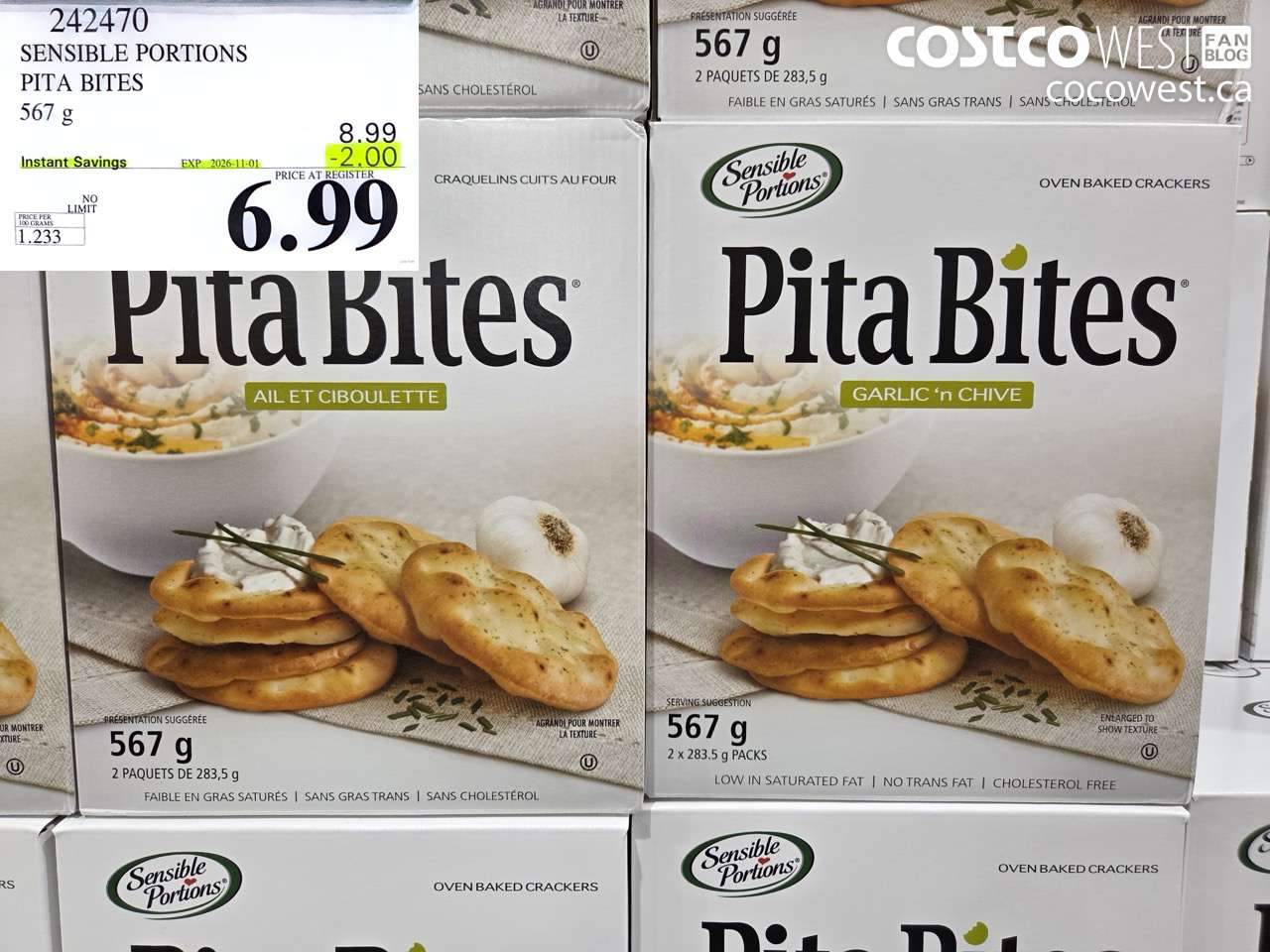 242470 SENSIBLE PORTIONS PITA BITES 567 G ($2.00 INSTANT SAVINGS EXPIRES ON 2026-11-01) $6.99