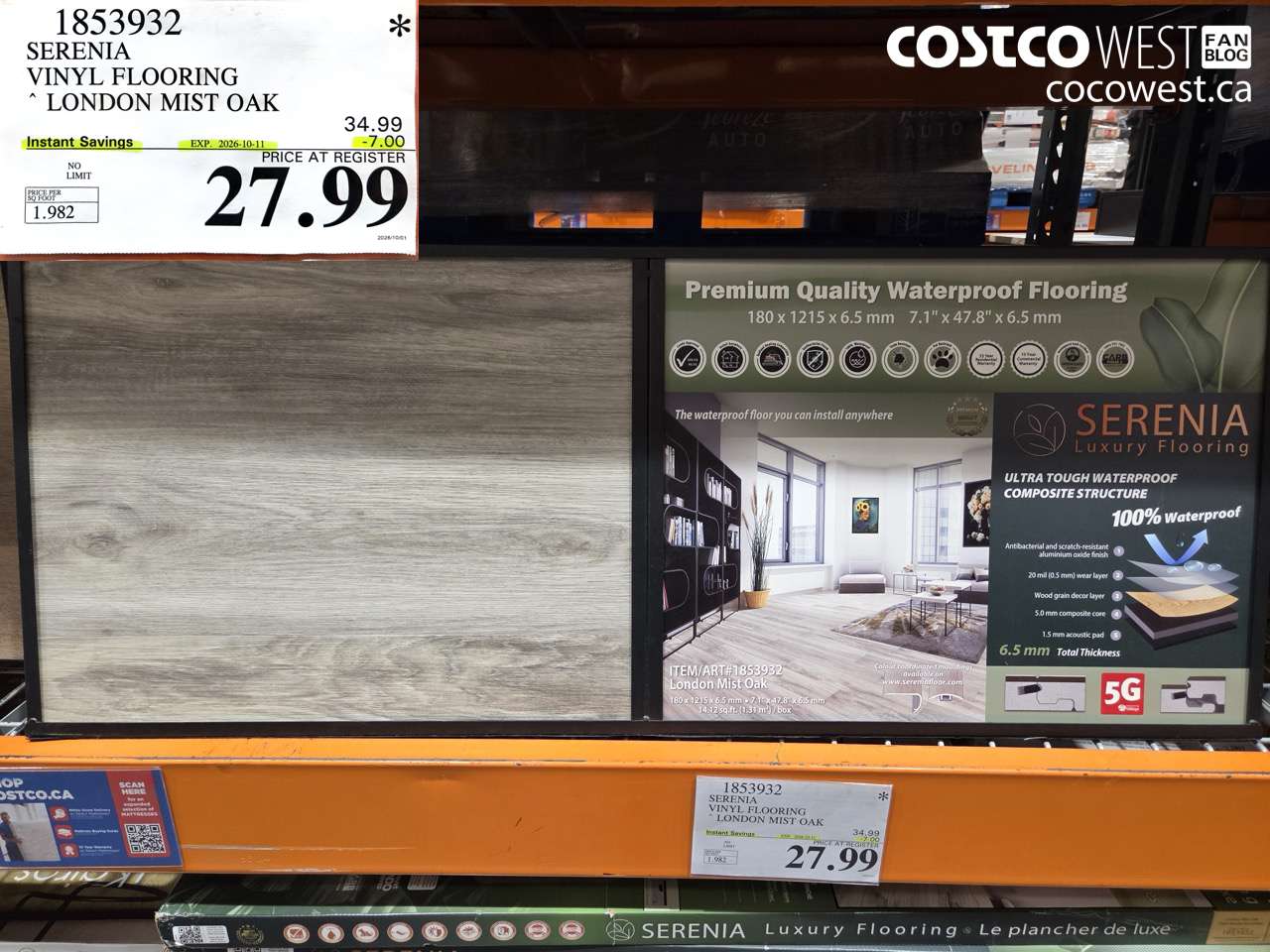 1853932 SERENIA VINYL FLOORING LONDON MIST OAK ($7.00 INSTANT SAVINGS EXPIRES ON 2026-10-11) $27.99