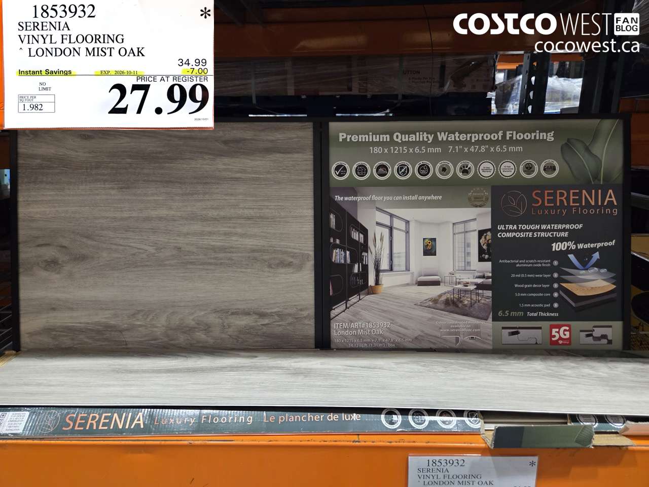 1853932 SERENIA VINYL FLOORING LONDON MIST OAK ($7.00 INSTANT SAVINGS EXPIRES ON 2026-10-11) $27.99