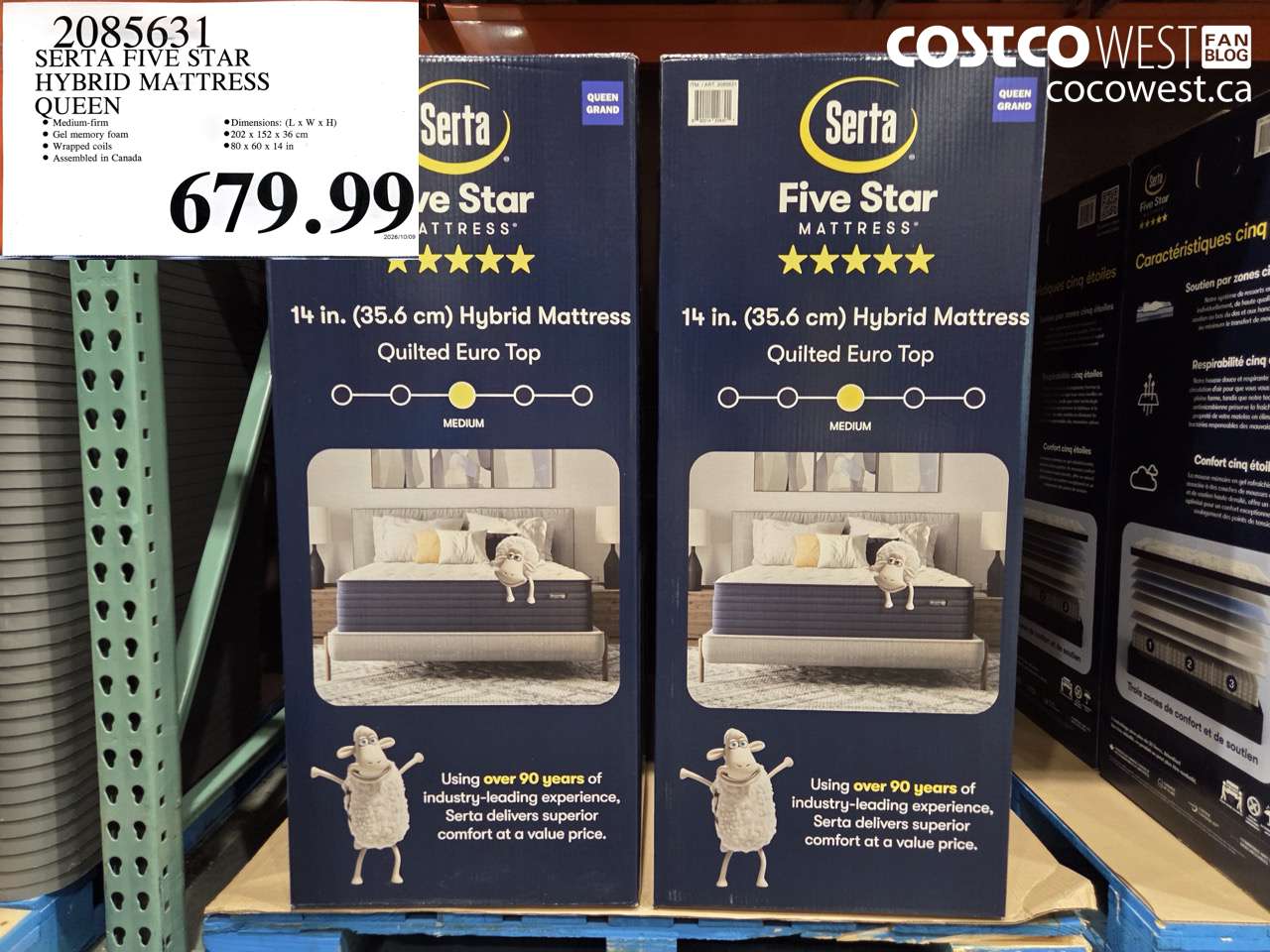 2085631 SERTA FIVE STAR HYBRID MATTRESS QUEEN $679.99