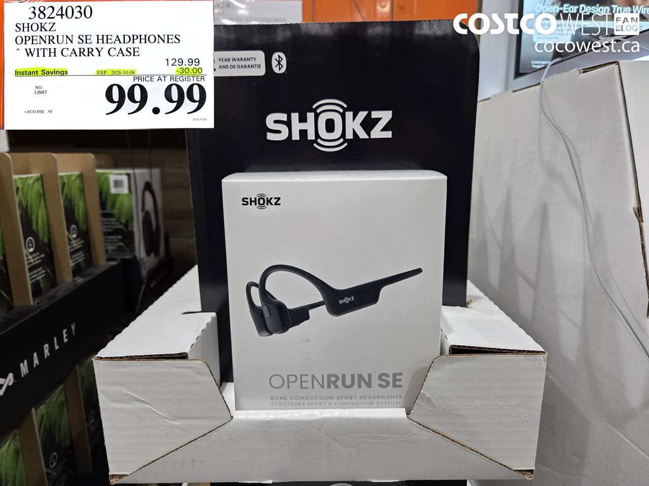 3824030 SHOKZ OPENRUN SE HEADPHONES WITH CARRY CASE ($30.00 INSTANT SAVINGS EXPIRES ON 2026-10-08) $99.99