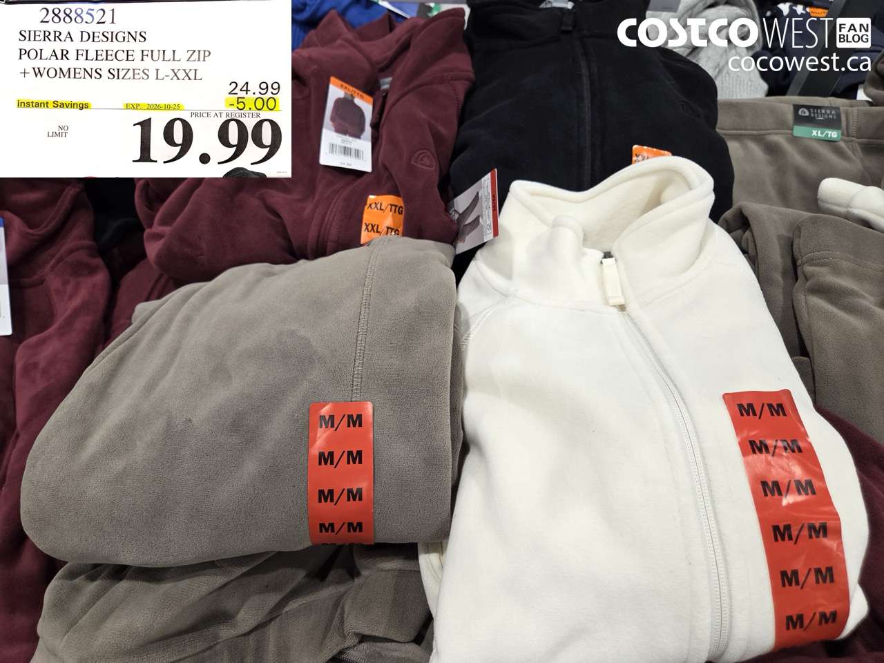 2888521 SIERRA DESIGNS POLAR FLEECE FULL ZIP WOMENS SIZES L-XXL ($5.00 INSTANT SAVINGS EXPIRES ON 2026-10-25) $19.99