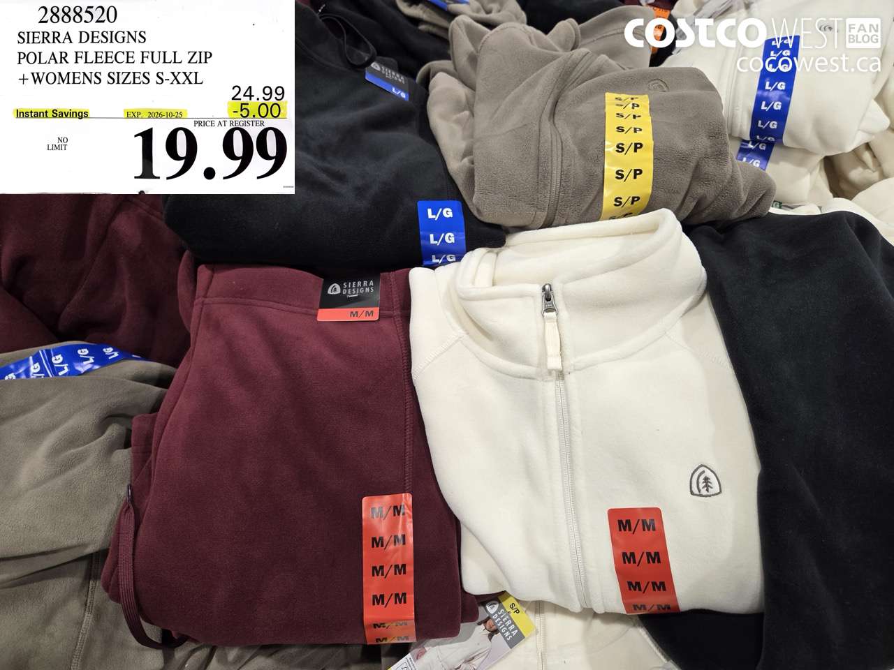 2888520 SIERRA DESIGNS POLAR FLEECE FULL ZIP WOMENS SIZES S-XXL ($5.00 INSTANT SAVINGS EXPIRES ON 2026-10-25) $19.99