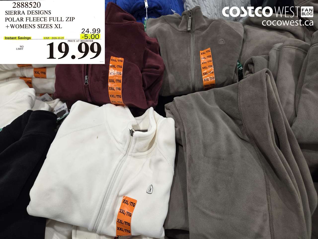 2888520 SIERRA DESIGNS POLAR FLEECE FULL ZIP +WOMENS SIZES XL ($5.00 INSTANT SAVINGS EXPIRES ON 2026-10-25) $19.99