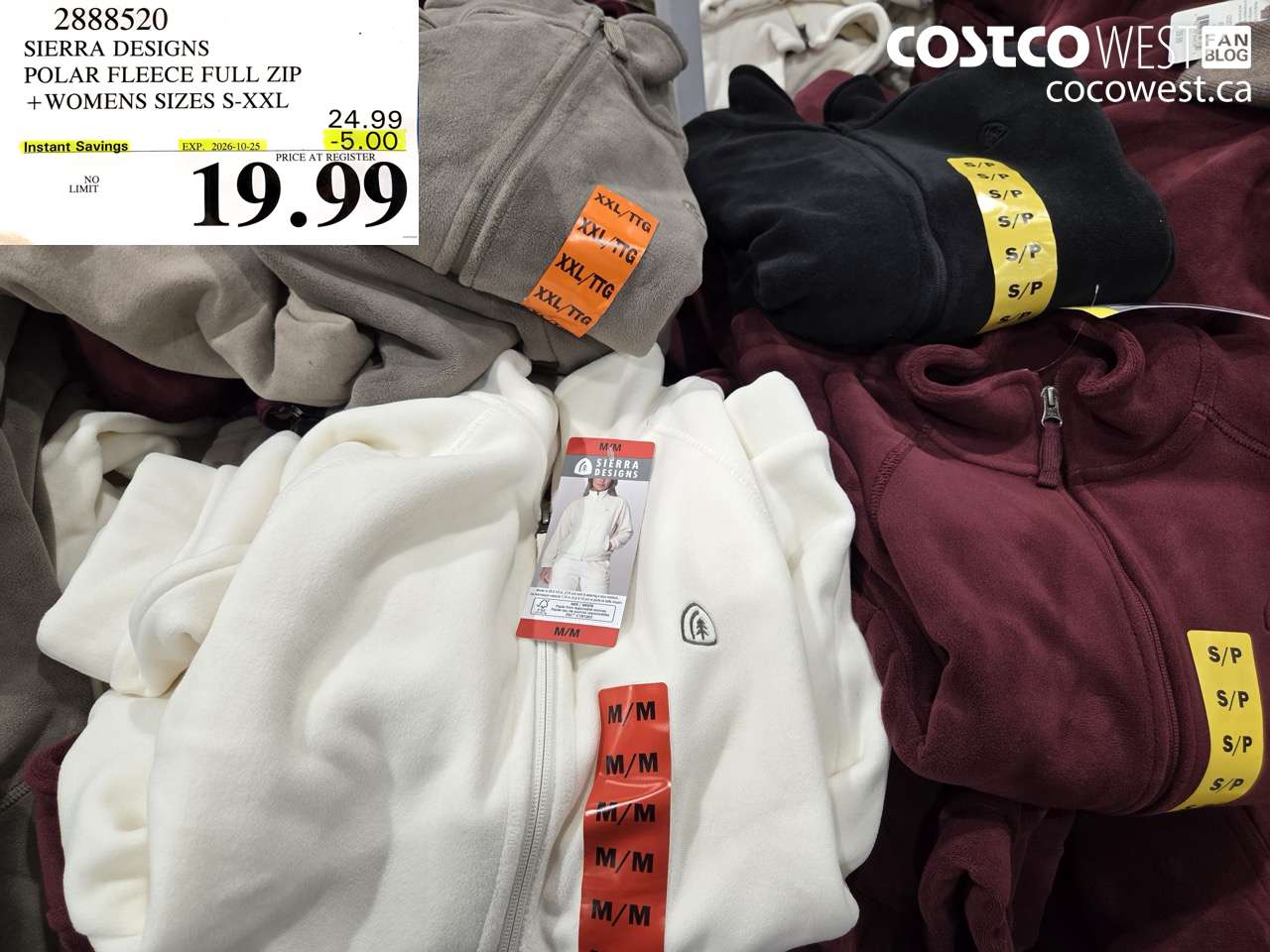 2888520 SIERRA DESIGNS POLAR FLEECE FULL ZIP + WOMENS SIZES S-XXL ($5.00 INSTANT SAVINGS EXPIRES ON 2026-10-25) $19.99