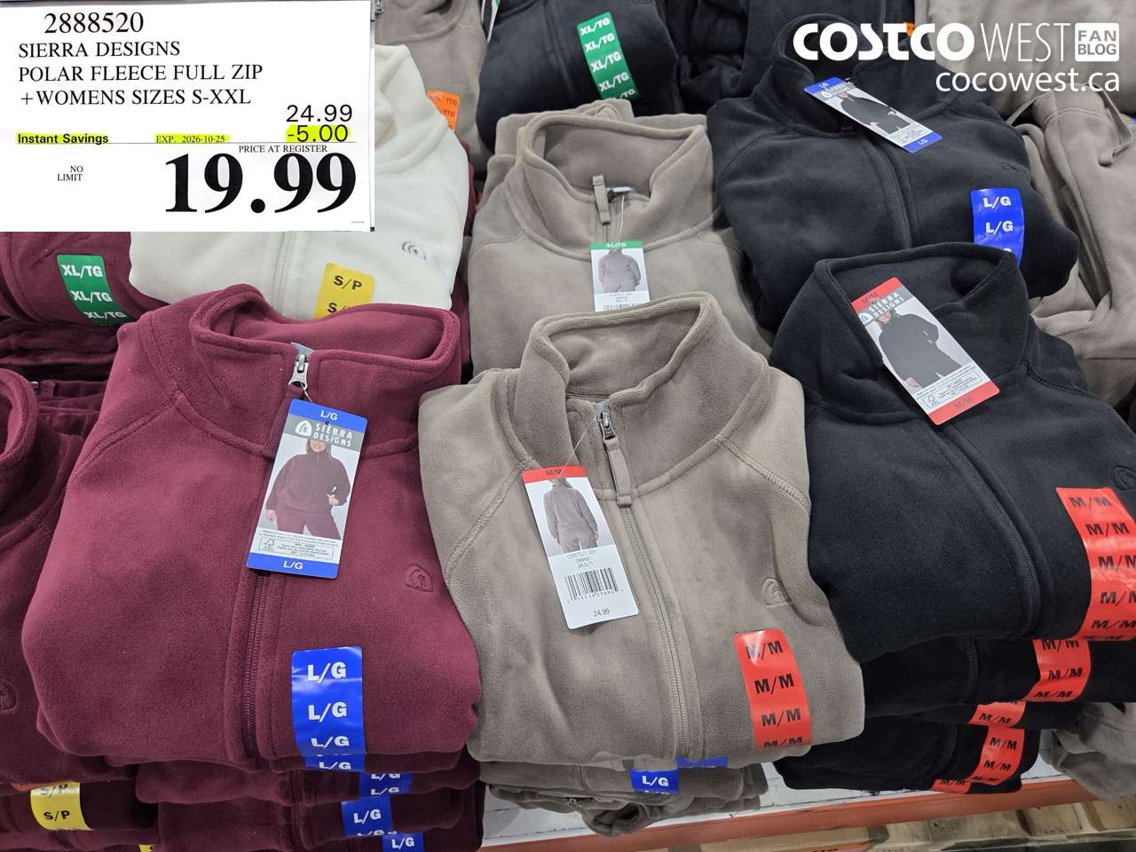 2888520 SIERRA DESIGNS POLAR FLEECE FULL ZIP + WOMENS SIZES S-XXL ($5.00 INSTANT SAVINGS EXPIRES ON 2026-10-25) $19.99