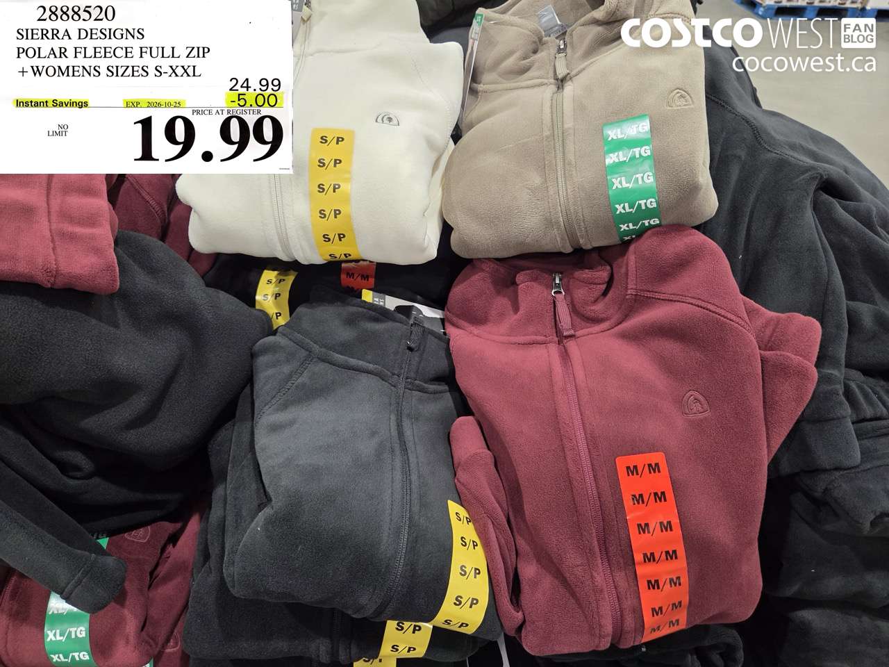2888520 SIERRA DESIGNS POLAR FLEECE FULL ZIP + WOMENS SIZES S-XXL ($5.00 INSTANT SAVINGS EXPIRES ON 2026-10-25) $19.99