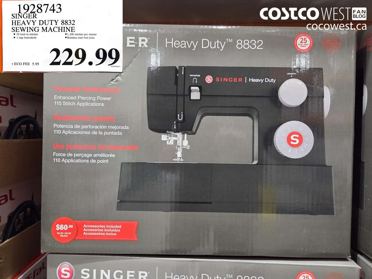 1928743 SINGER HEAVY DUTY 8832 SEWING MACHINE $229.99